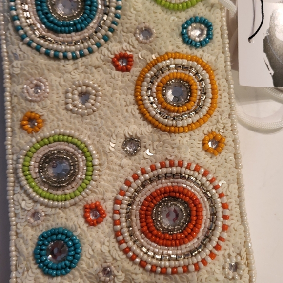 Boho Crossbody Club Bag Bamboo Trading Co. NEW Retro Sequins & Beads Lin… - Picture 5 of 7